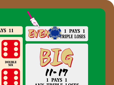 シック・ボーの賭け方：奇数・偶数賭け